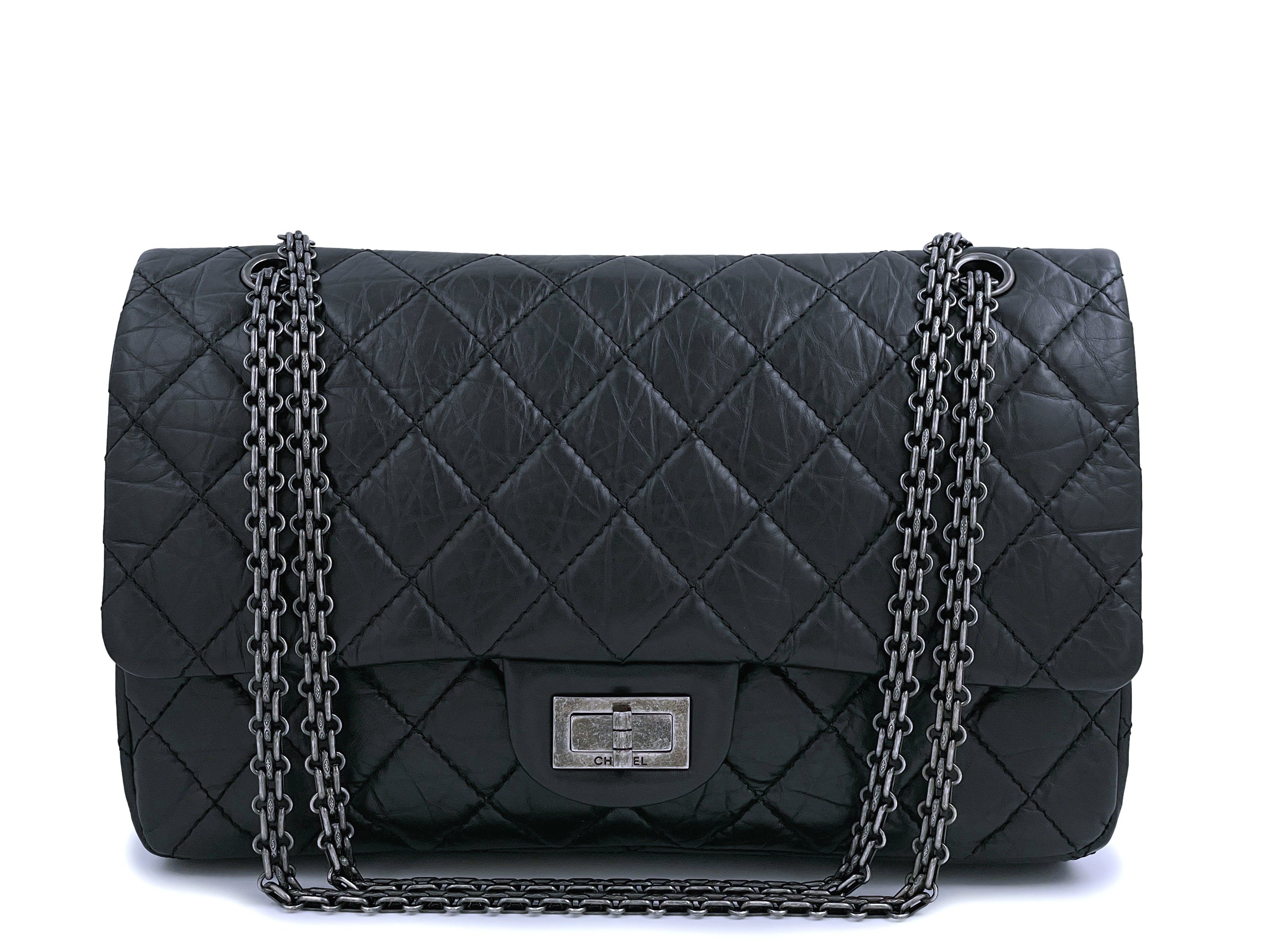 Pristine Chanel Black 2.55 Reissue Double Flap Bag 227 Jumbo Large RHW –  Boutique Patina
