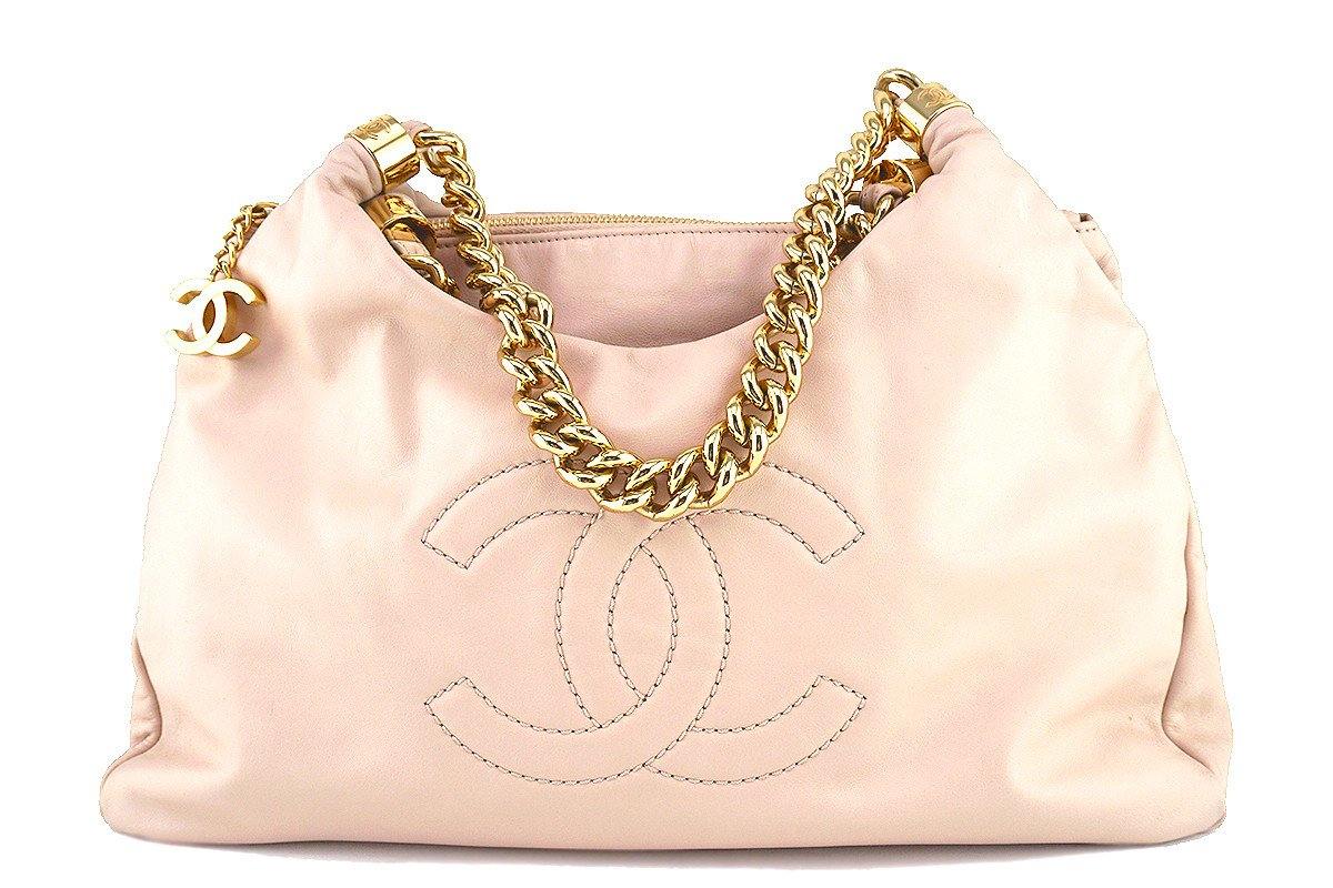 Chanel Beige Soft Chunky Chain Rodeo Drive Hobo Tote Bag