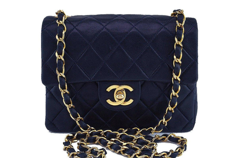 Medium flap aka 1112 flap in navy blue caviar leather and gold chain   Luxury purses Bags Shoulder bag