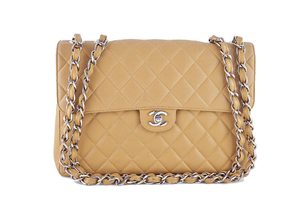 Chanel Beige Caviar Jumbo Quilted Classic 2.55 Flap Bag – Boutique Patina