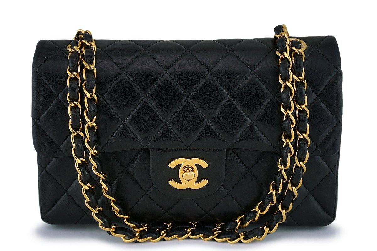 Chanel Black Lambskin Small Classic Double Flap Bag 24k GHW