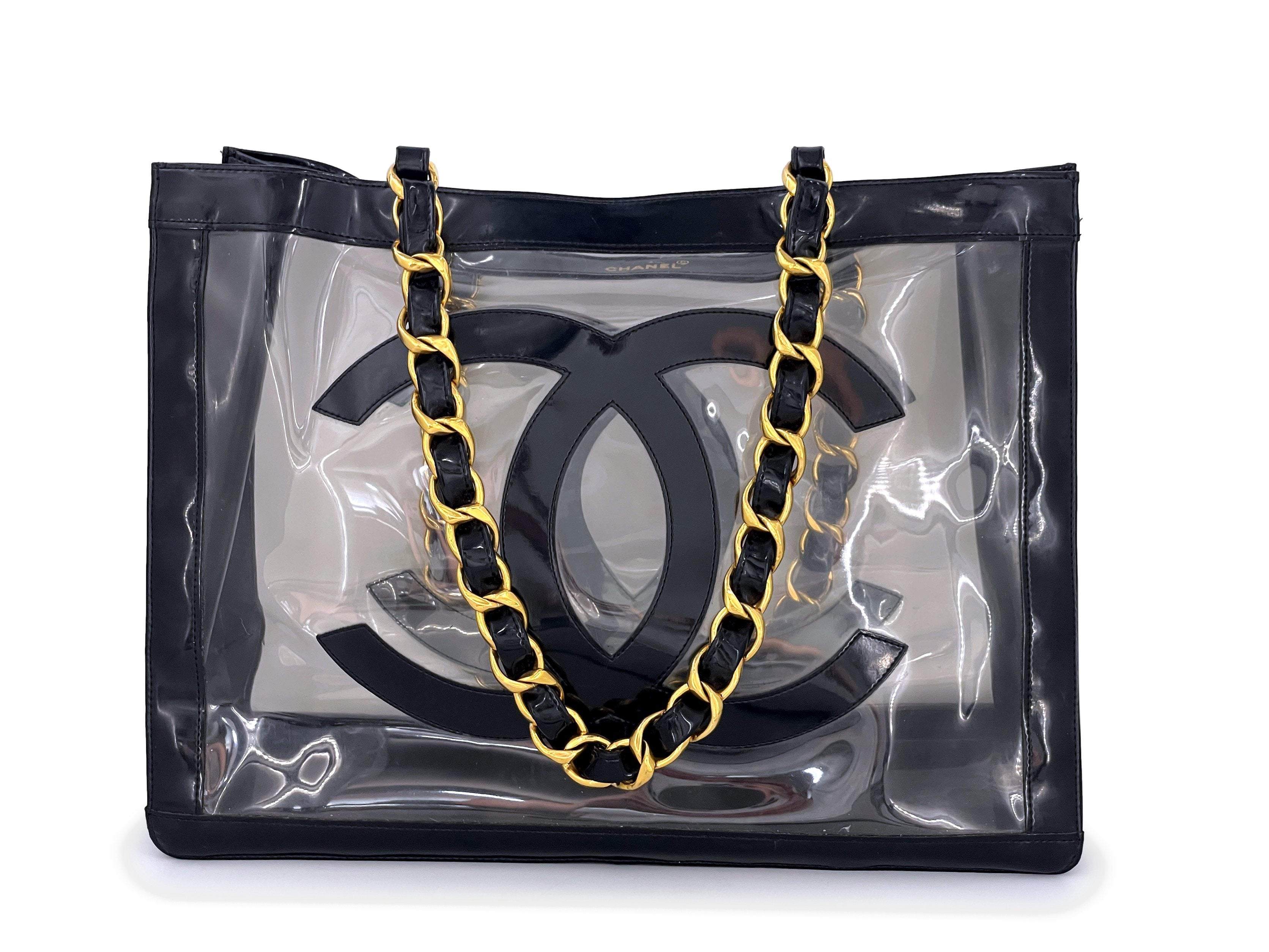 Chanel Vintage Barbie Clear Black Patent PVC Chunky Chain Tote Bag 2 – Boutique  Patina