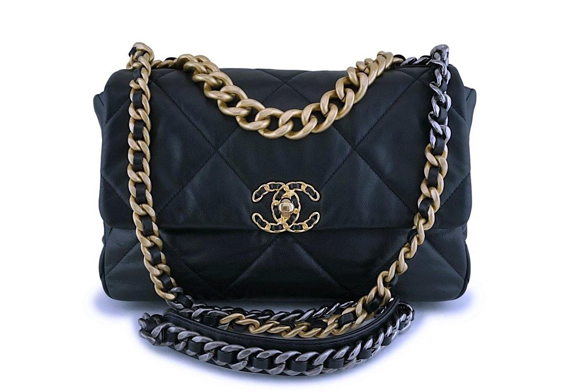 Chanel 19 Large Flap Bag Black Goatskin – Coco Approved Studio