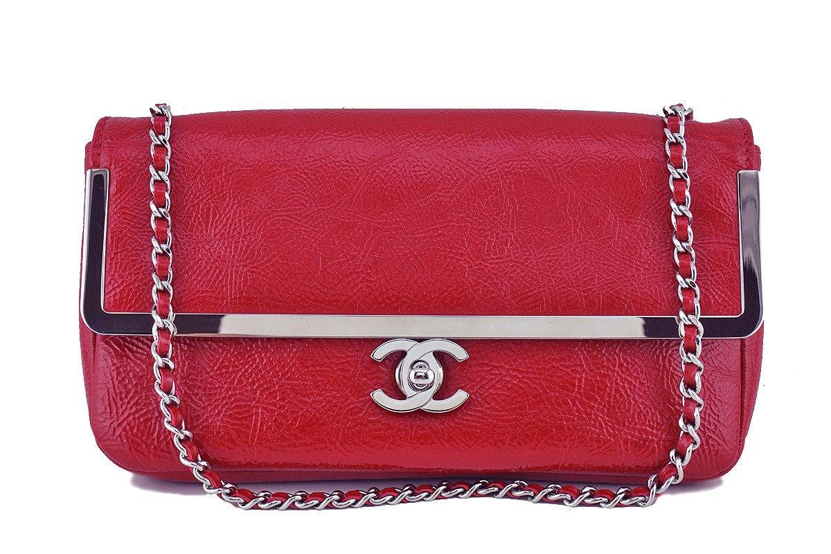 Chanel Red Textured Patent Luxe Frame Classic Flap Bag – Boutique Patina