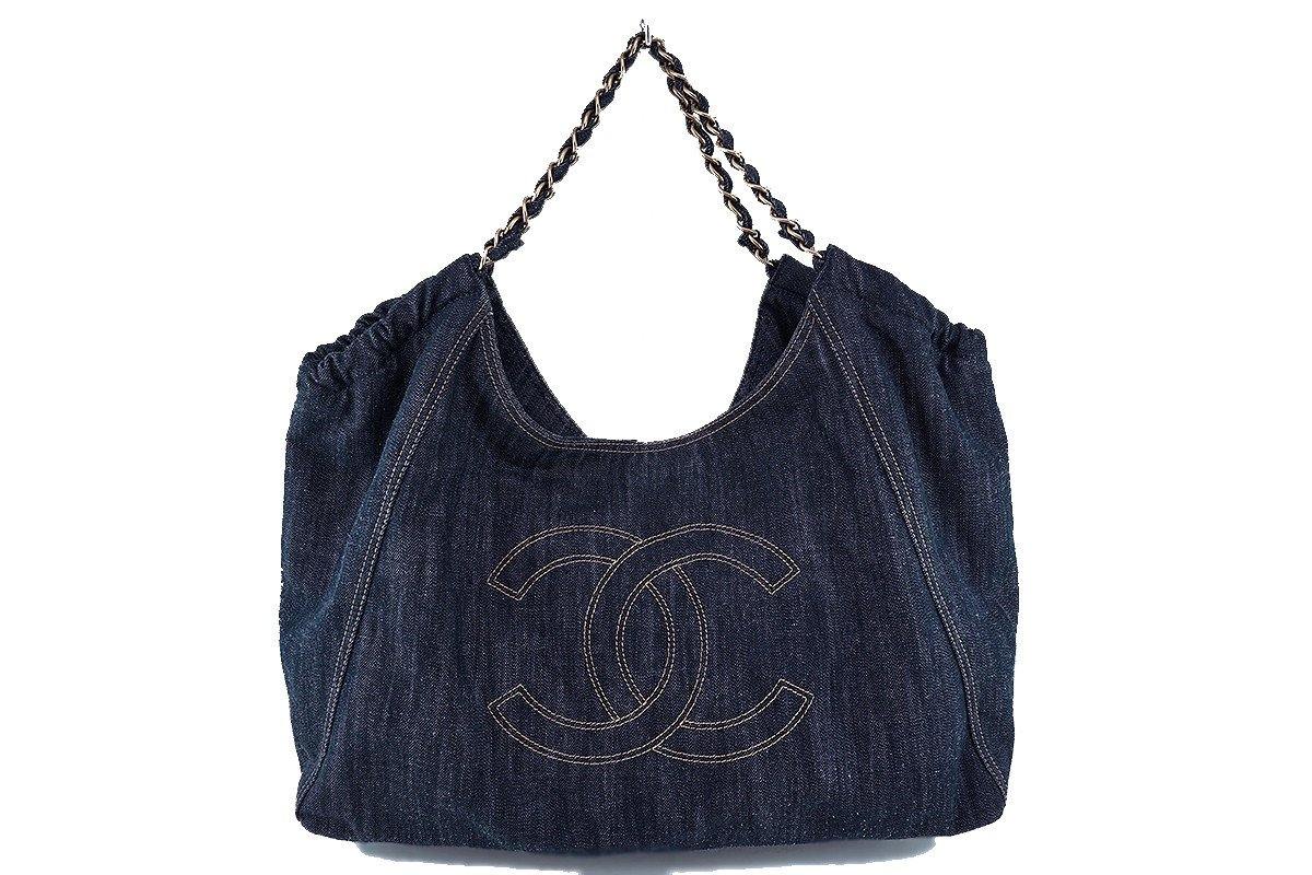 Chanel Limited Edition Blue Denim Large Coco Cabas Bag