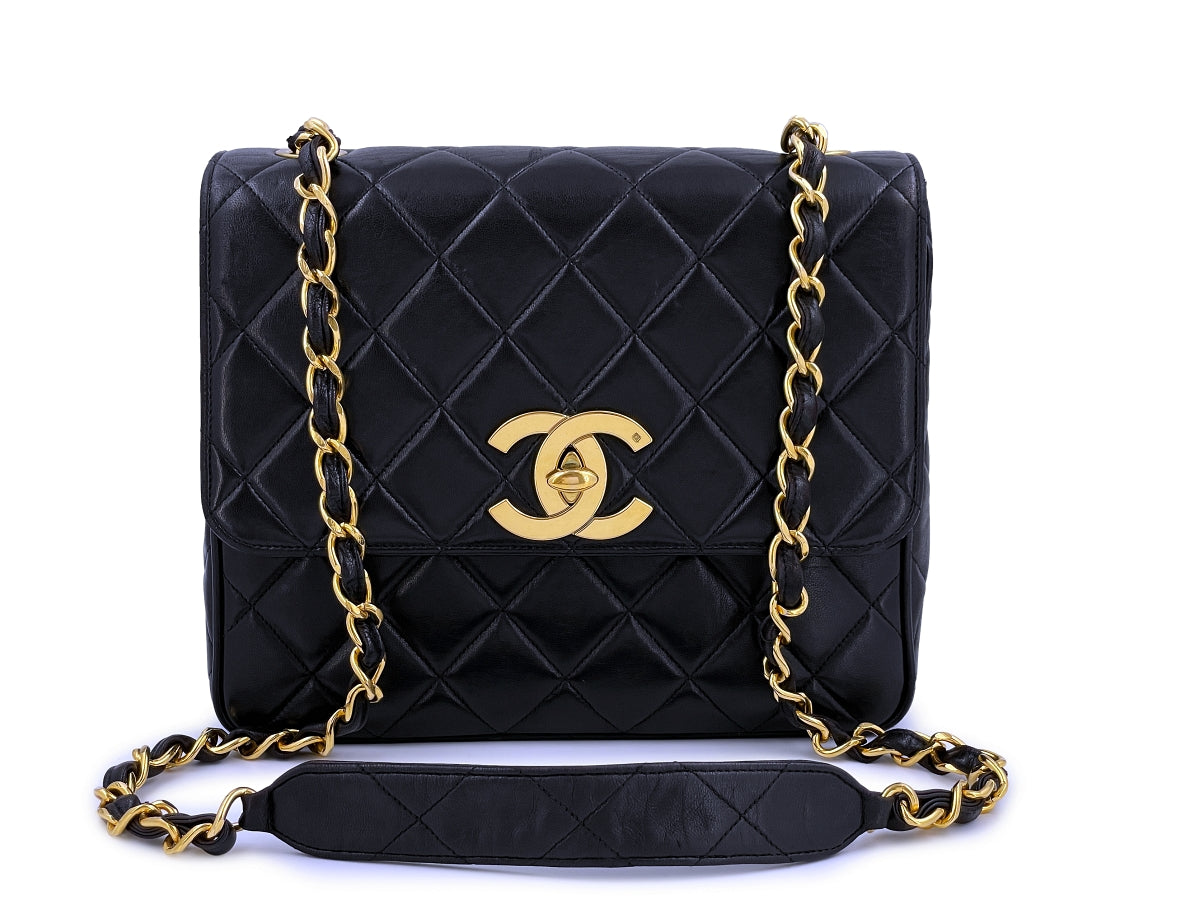 Chanel Vintage Black Tall Medium Classic Flap Bag Messenger 24k GHW –  Boutique Patina