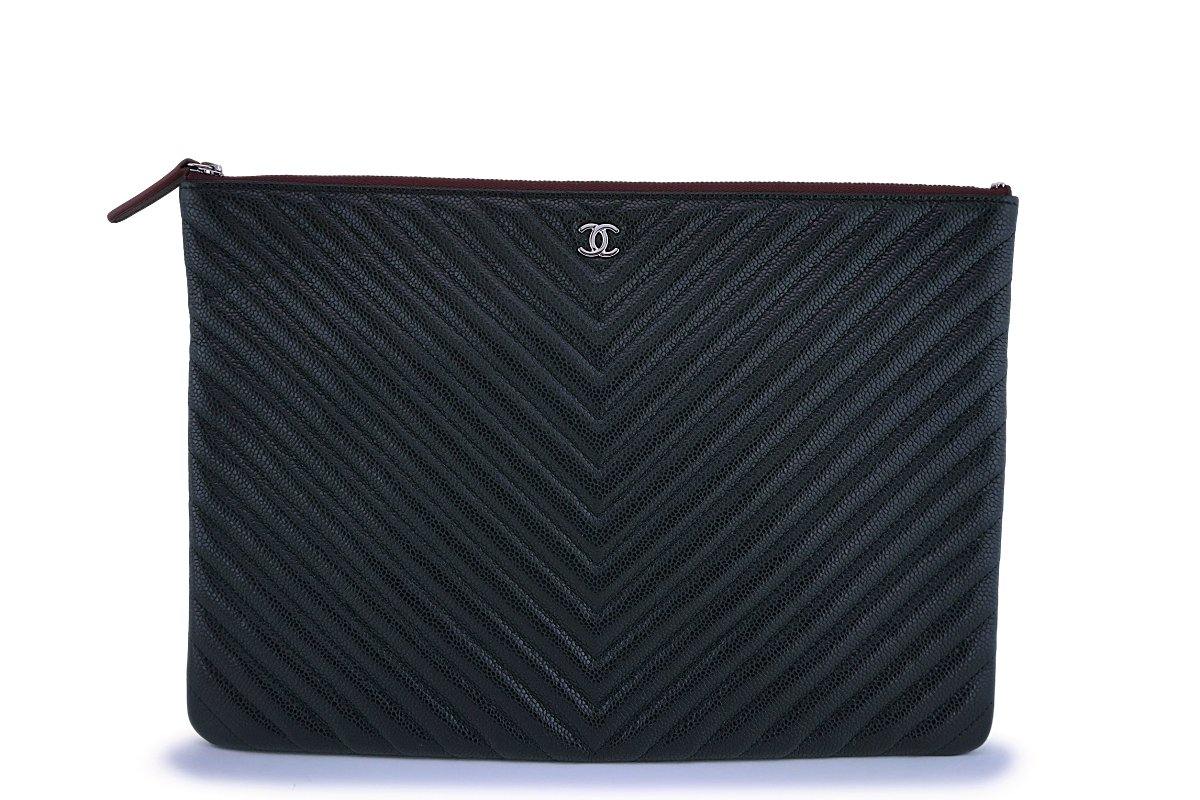 CHANEL, Bags, Chanel Caviar Black Large Boy O Case Chevron