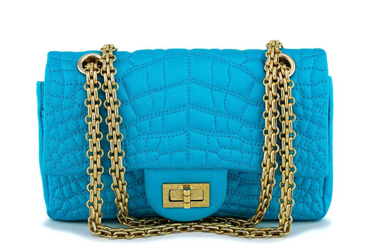 Chanel Turquoise Blue Small/Mini Satin 224 Classic 2.55 Reissue Flap ...