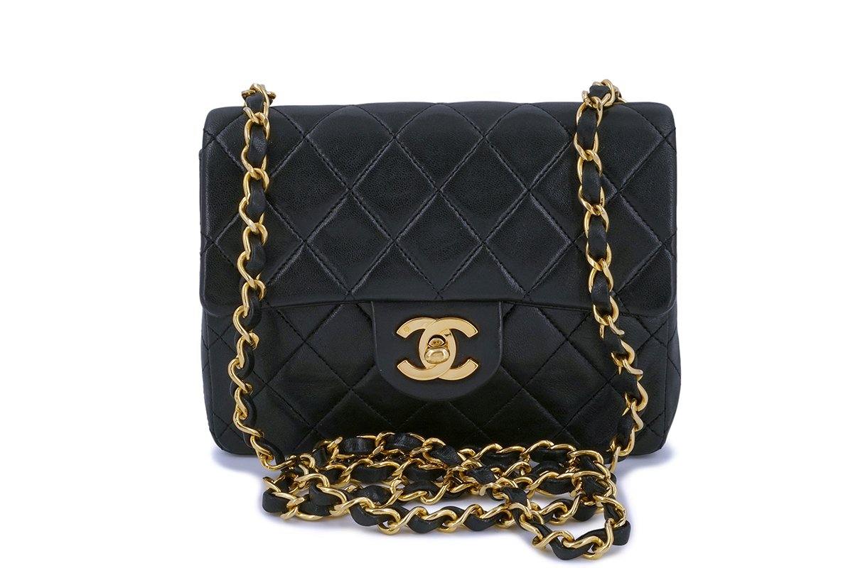 CHANEL 1997 White Lambskin Mini Square Quilted Classic Vintage