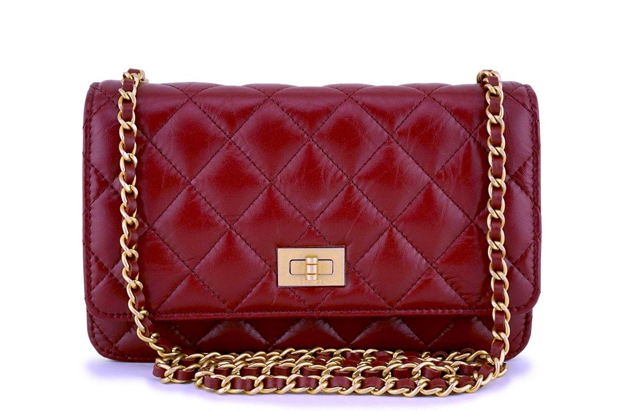 NIB 18P Chanel Red Classic Reissue WOC Wallet on Chain Bag