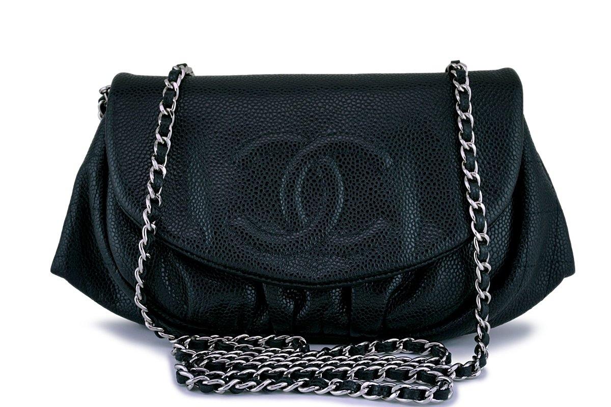 Chanel Black Velvet Half-Moon WOC Clutch Bag - Yoogi's Closet