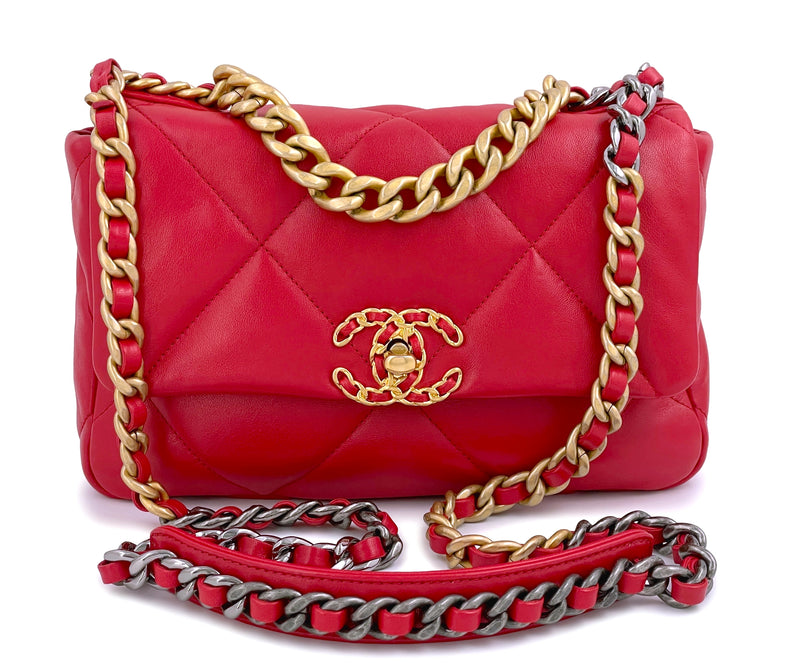 Chanel 19 Flap Bag Quilted Jersey Maxi Red  eBay