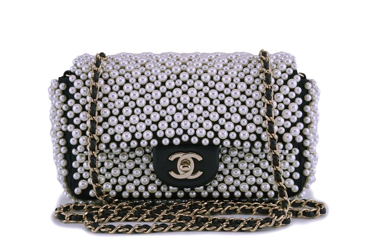 Rare Chanel Black Pearl Studded Mini Classic Flap Bag GHW – Boutique Patina
