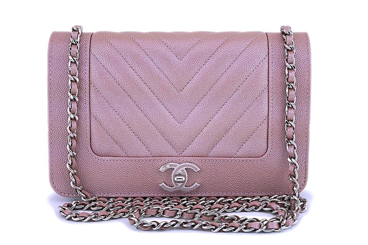 NIB 19S Chanel Iridescent Pearly Pink Classic Wallet on Chain WOC Flap –  Boutique Patina