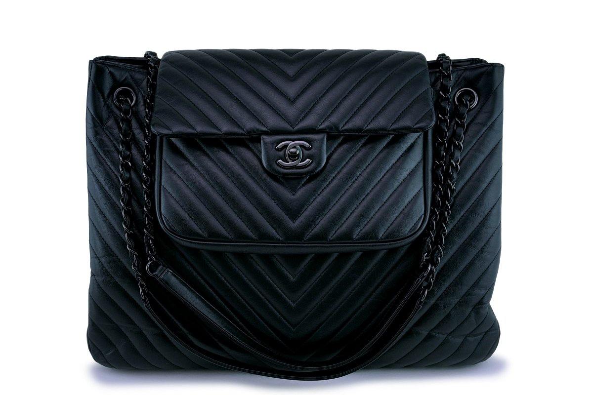 15S Chanel So Black Lambskin Chevron Rectangular Mini Flap Bag – Boutique  Patina