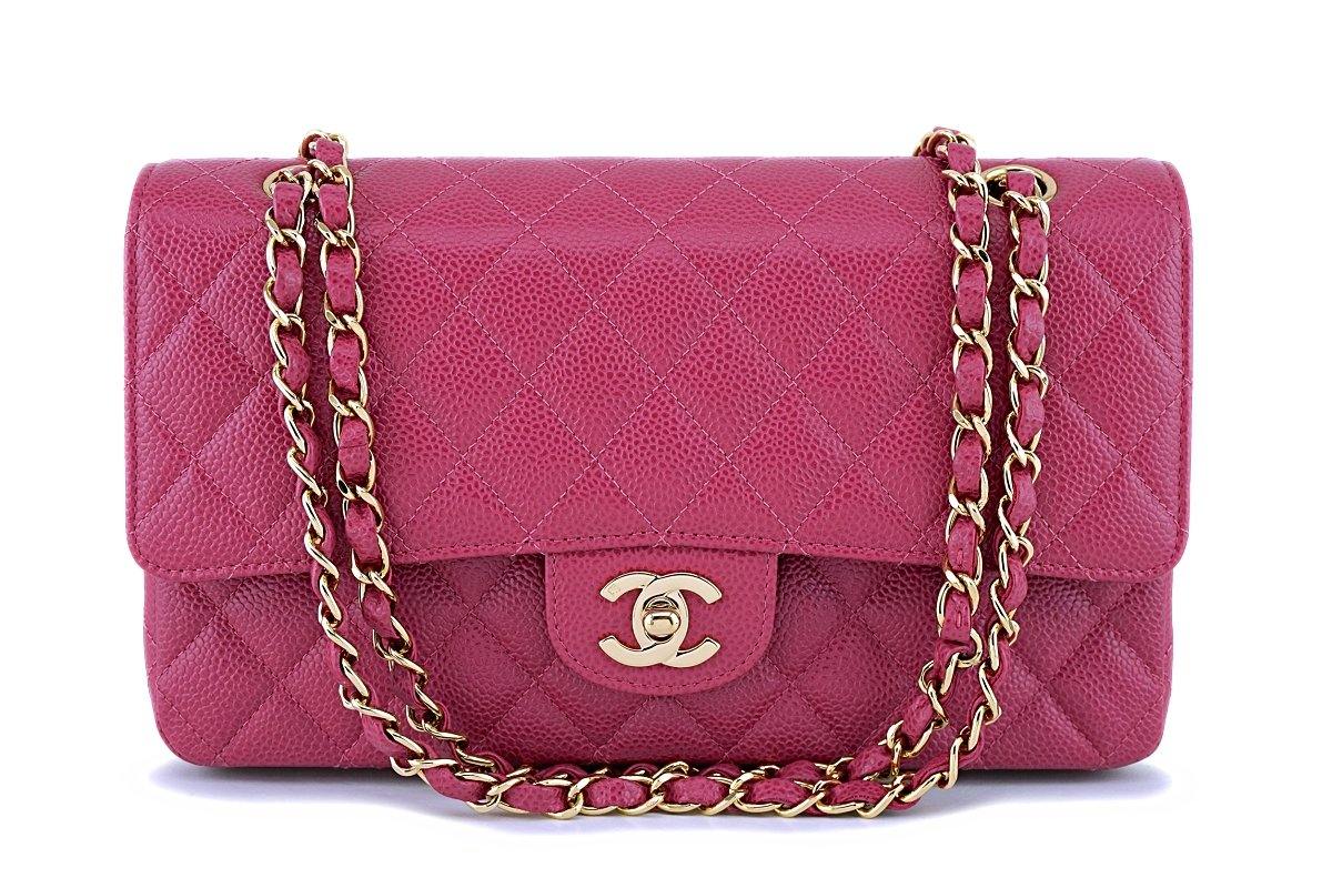 CHANEL Small Classic Double Flap Bag in 20S Dark Pink Caviar