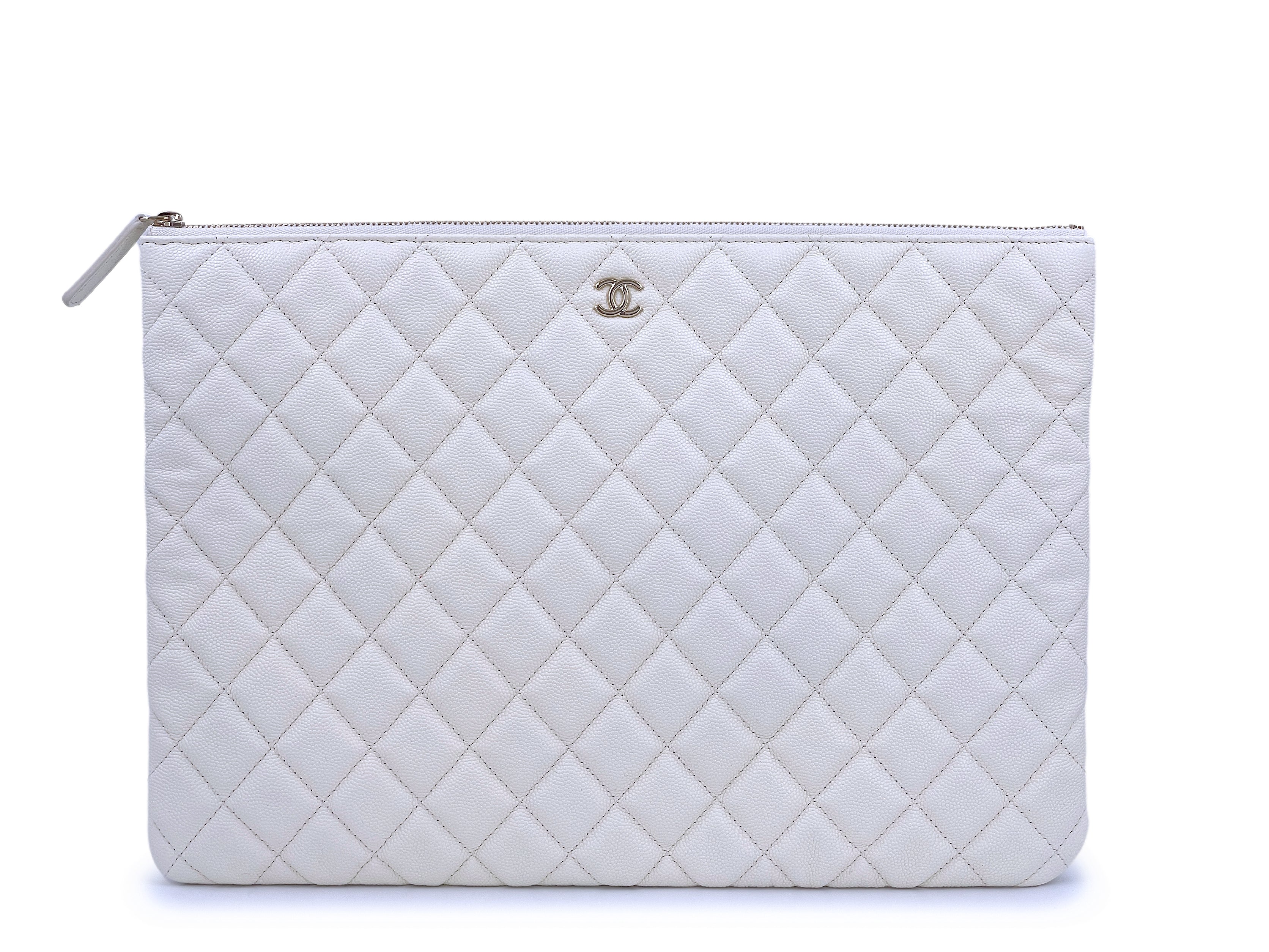 chanel white clutch handbag