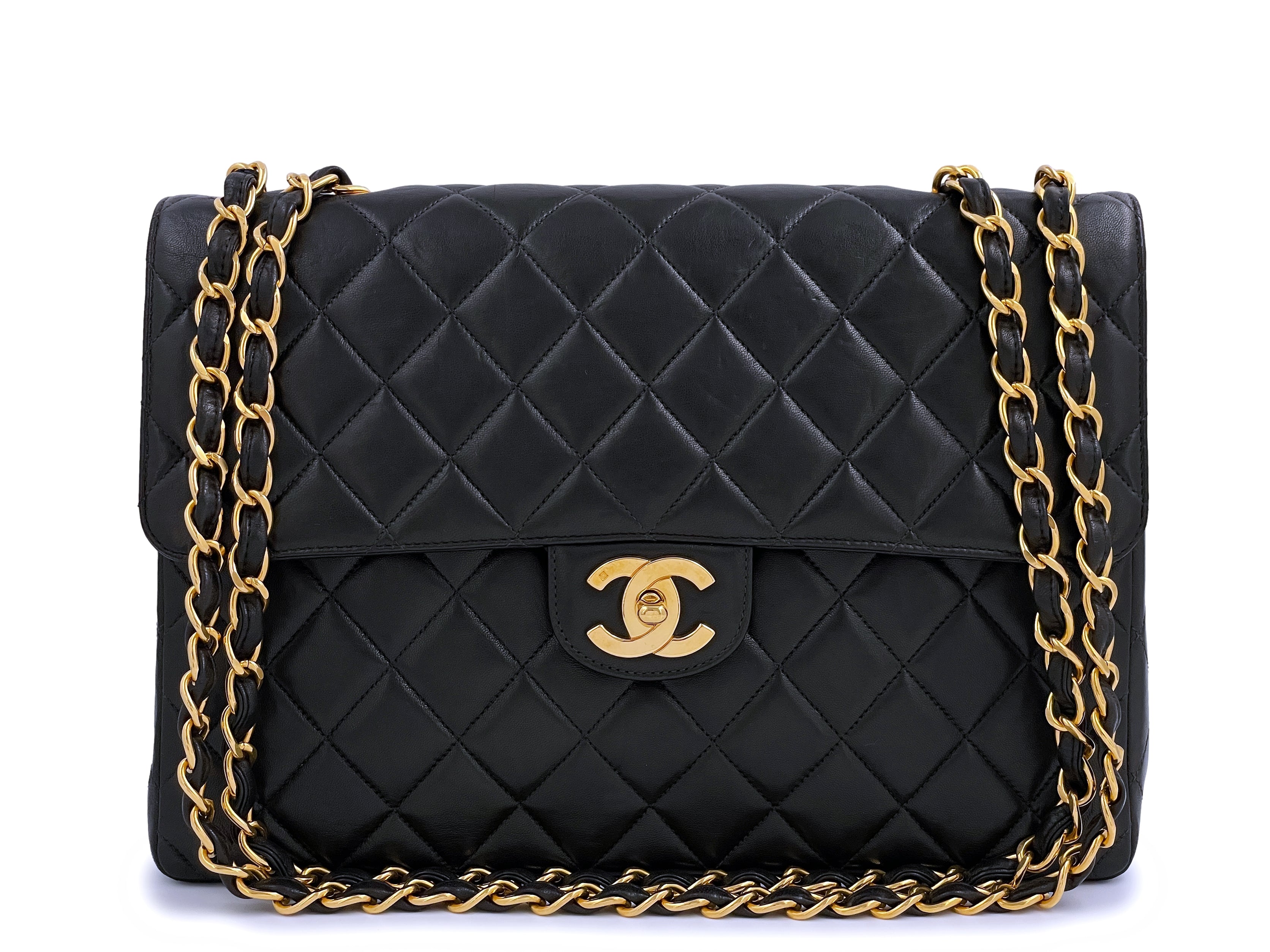 Chanel 4-series Black Medium Classic Flap in Lambskin with 24K Gold Hardware