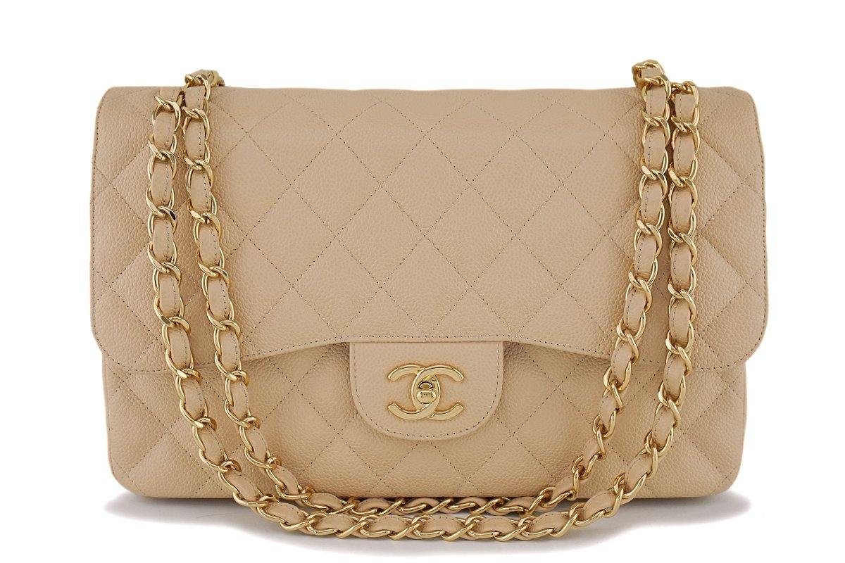 Chanel Beige Clair Caviar Jumbo Classic Double Flap Bag GHW – Boutique ...