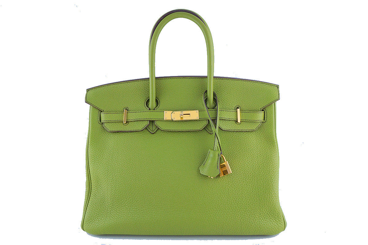 Hermes Birkin Bag, 35cm Vert Anis Apple Green Togo Tote, GOLD HW