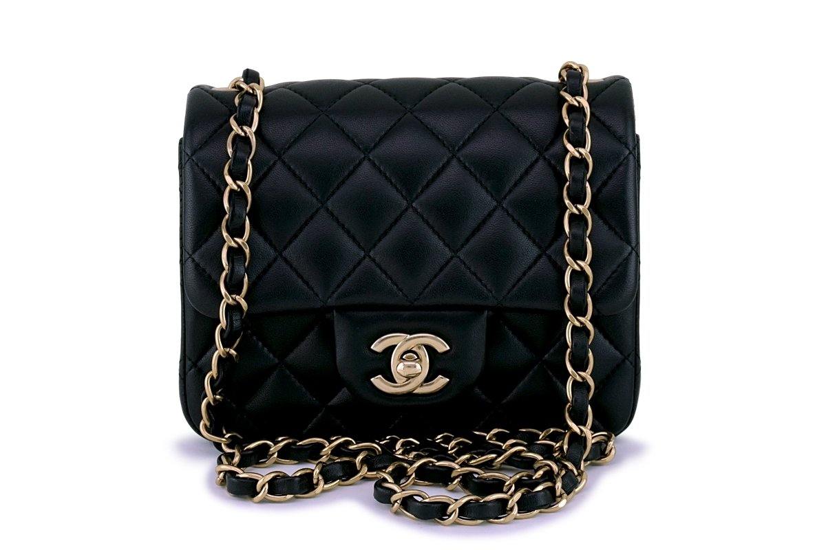 Chanel Vintage Gold Lambskin Classic Square Mini Flap Bag 24k GHW