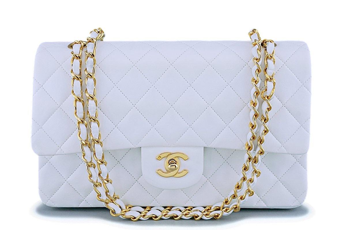 Chanel White Lambskin Medium Classic Double Flap Bag 24k GHW – Boutique  Patina