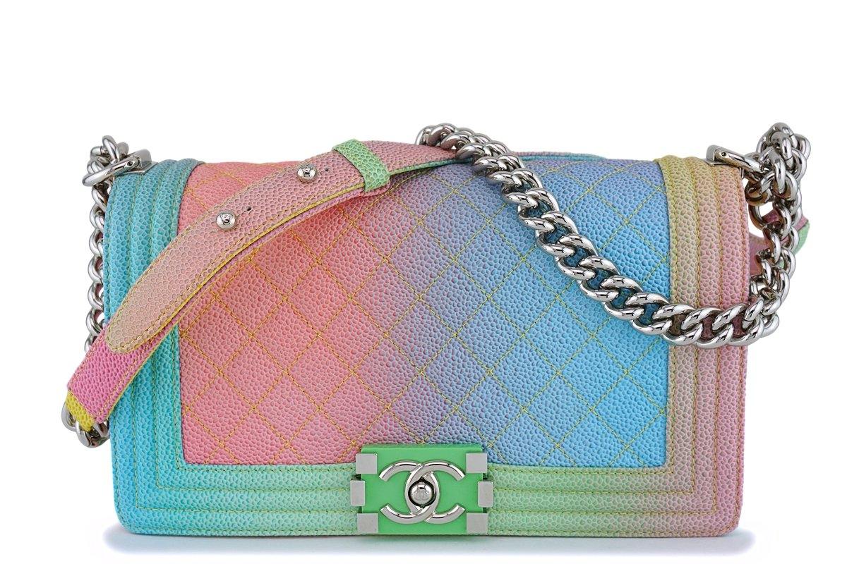 Chanel Rainbow Boy Flap Bag Quilted Painted Caviar Old Medium at 1stDibs