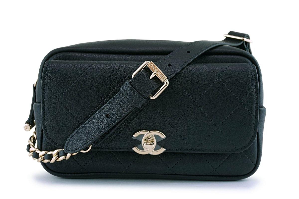 NIB 19K Chanel Black Aged Calfskin Pocket Fanny Pack Waist Bag Coin Pu –  Boutique Patina