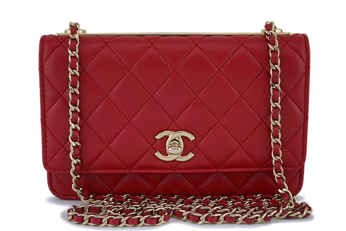 NIB 18K Chanel Red Trendy CC Wallet on Chain WOC Mini Flap Bag GHW –  Boutique Patina