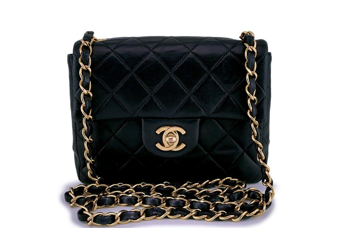 Chanel Black Vintage Classic Suede Mini Square Flap Bag