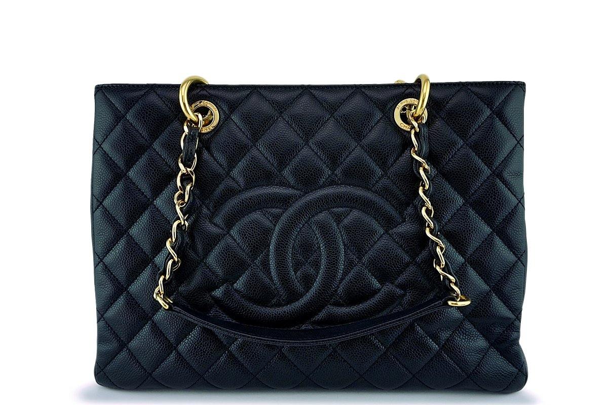 Chanel Black Caviar Grand Shopper Tote GST Bag GHW