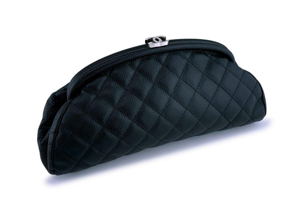 CHANEL Timeless Caviar Quilted Leather Clutch Black