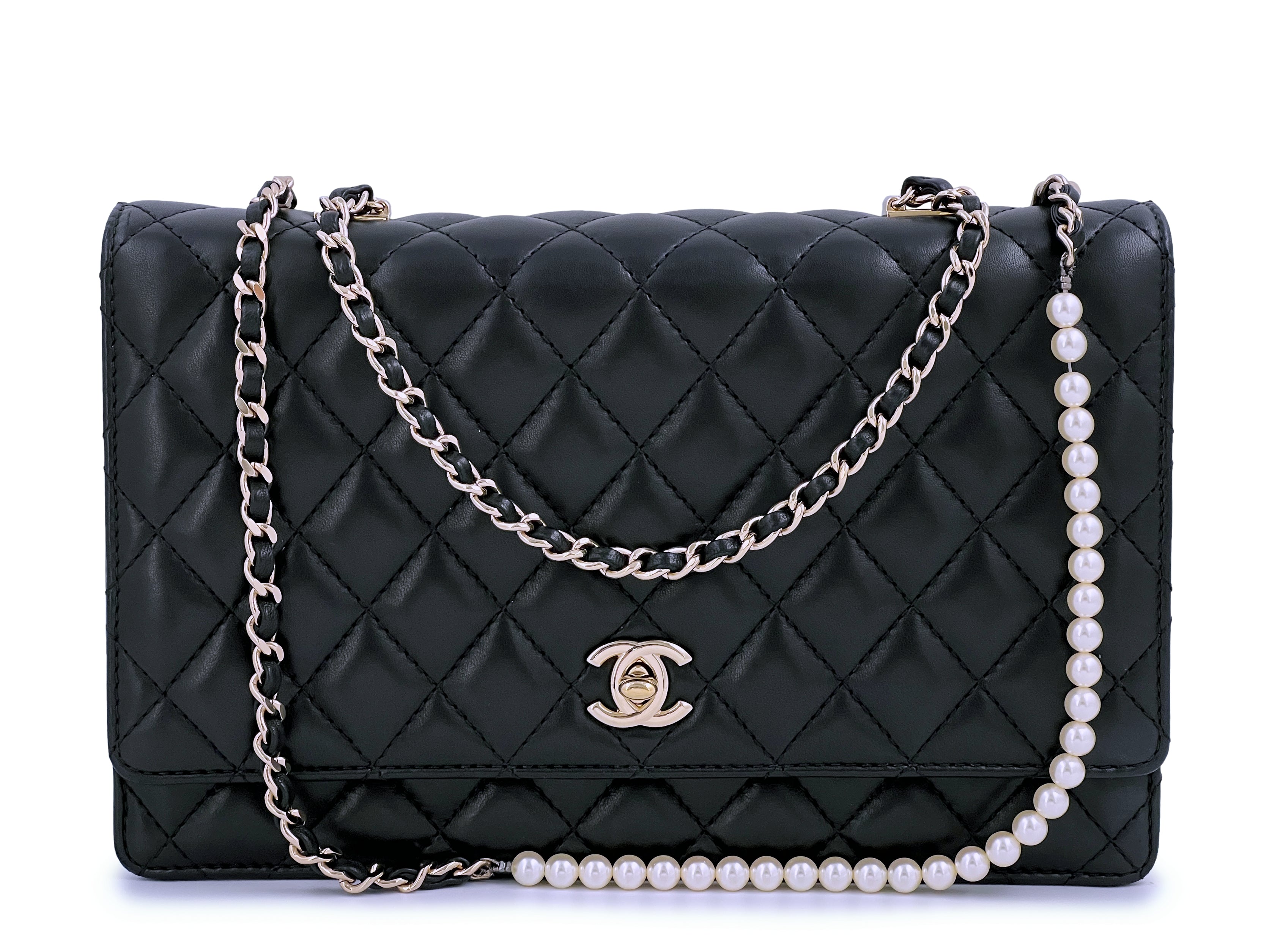 Chanel Limited Fantasy Pearls Quilted Flap Bag Black Lambskin