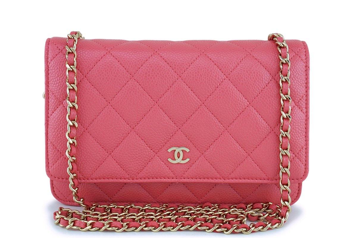 Chanel Classic Wallet on Chain, Pink Caviar with Gold Hardware