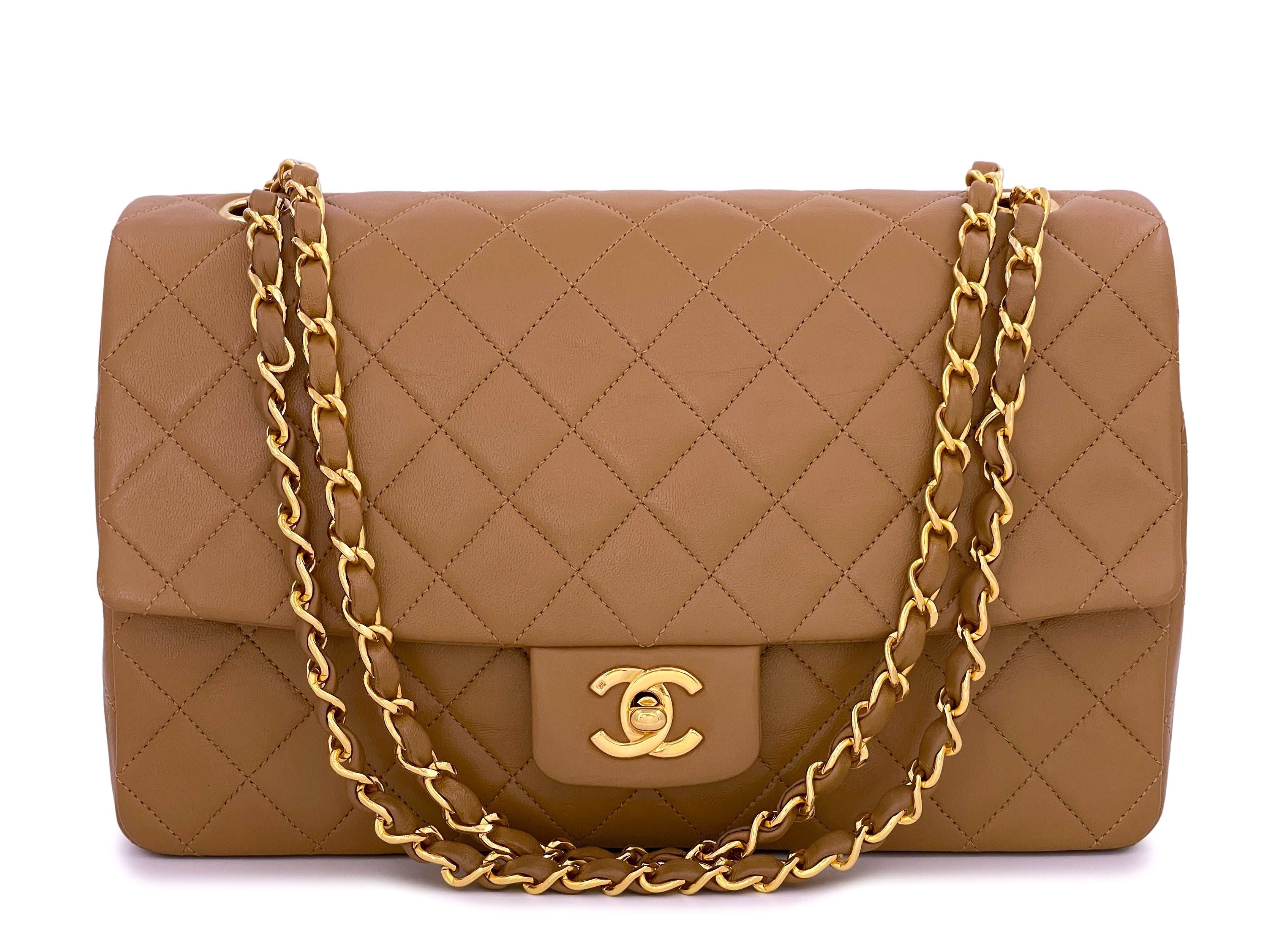 NIB Chanel Classic Double Flap Caviar Medium Bag GHW - Brown