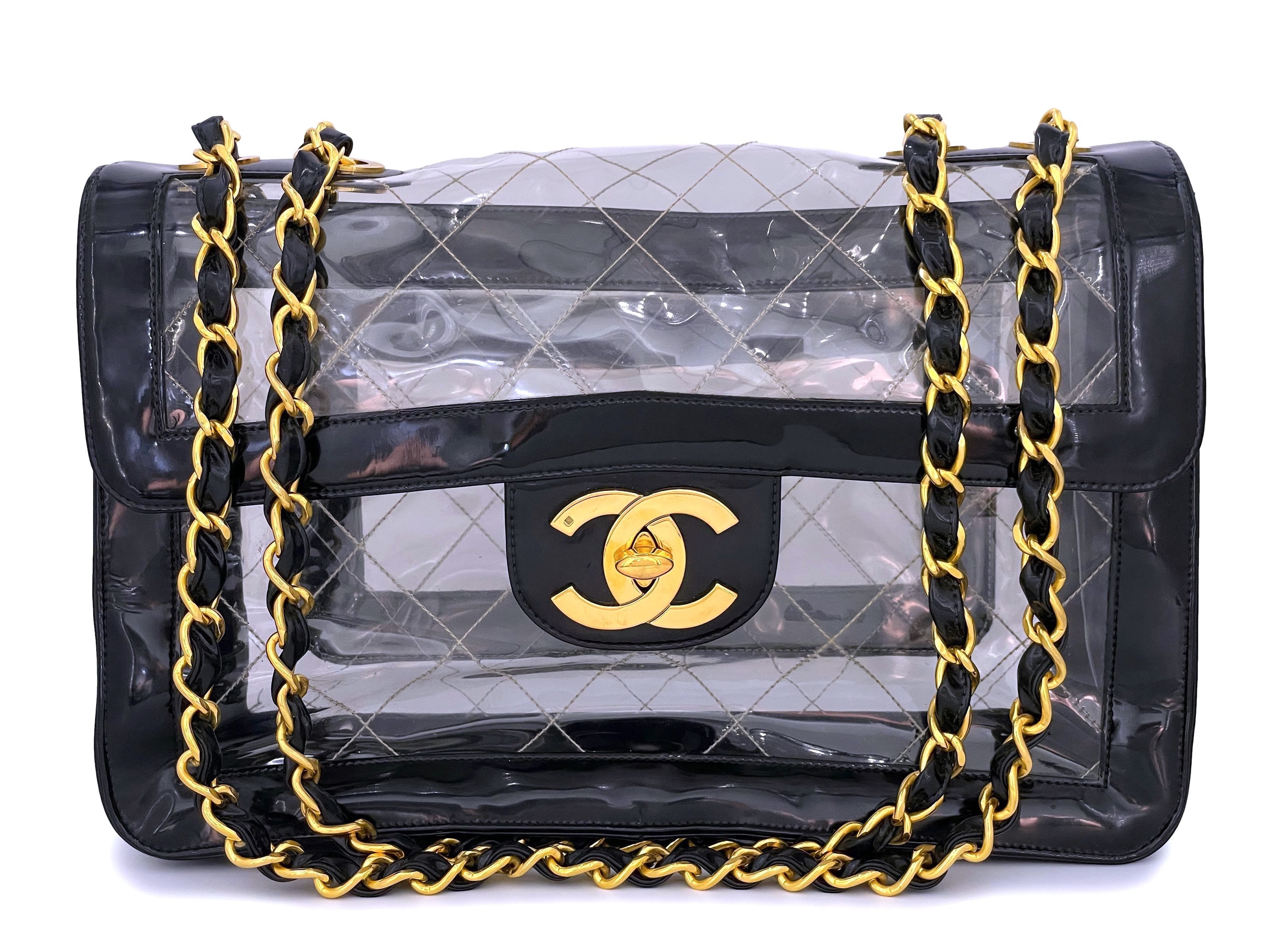 Chanel Vintage Black Round Mini Flap Bag with Oversized CC 24k GHW