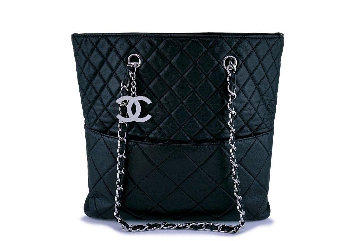 Chanel Black Calfskin Chain Tote Bag SHW - Luxury Helsinki