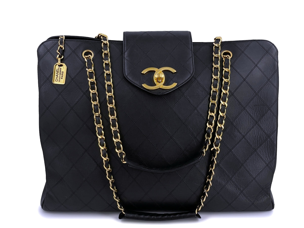 Chanel Vintage Black Supermodel Weekender XXL Tote Bag 24k GHW ...