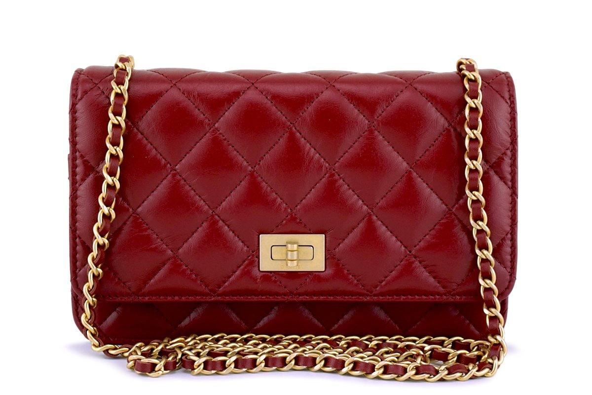 NIB 18P Chanel Red Classic Reissue WOC Wallet on Chain Bag 62844