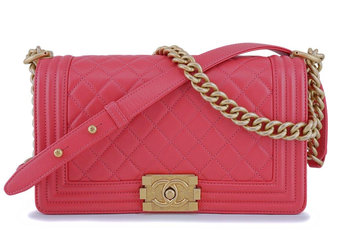 Chanel Pink Caviar Medium Classic Boy Flap Bag GHW