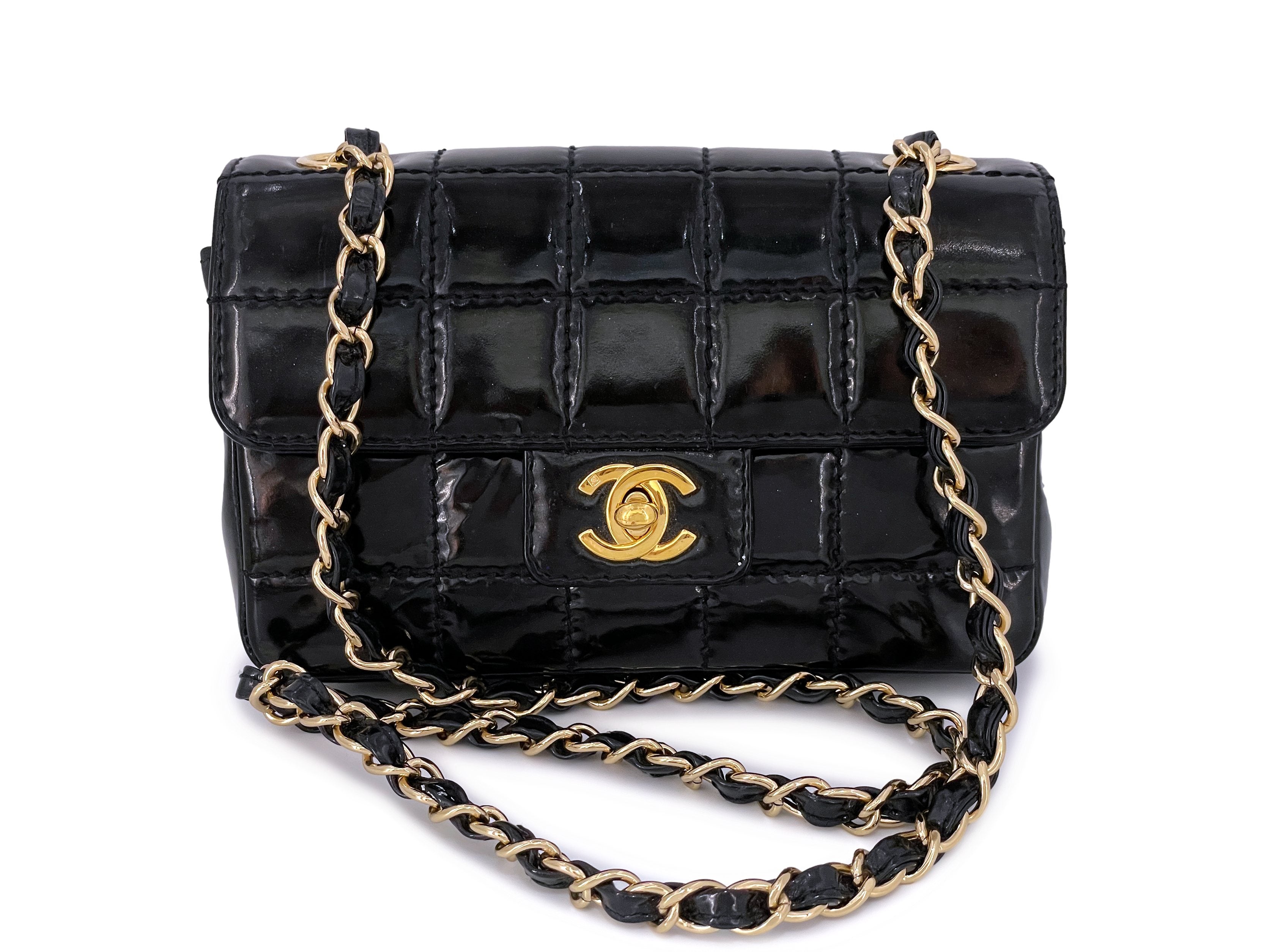 Chanel Vintage Black Patent Extra Mini Flap Bag 24k GHW Chocolate Bar – Boutique  Patina