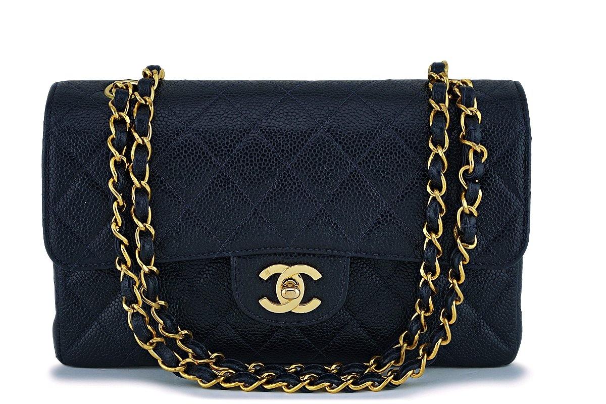 Chanel Midnight Navy Blue-Black Caviar Small Classic Double Flap Bag 2 –  Boutique Patina