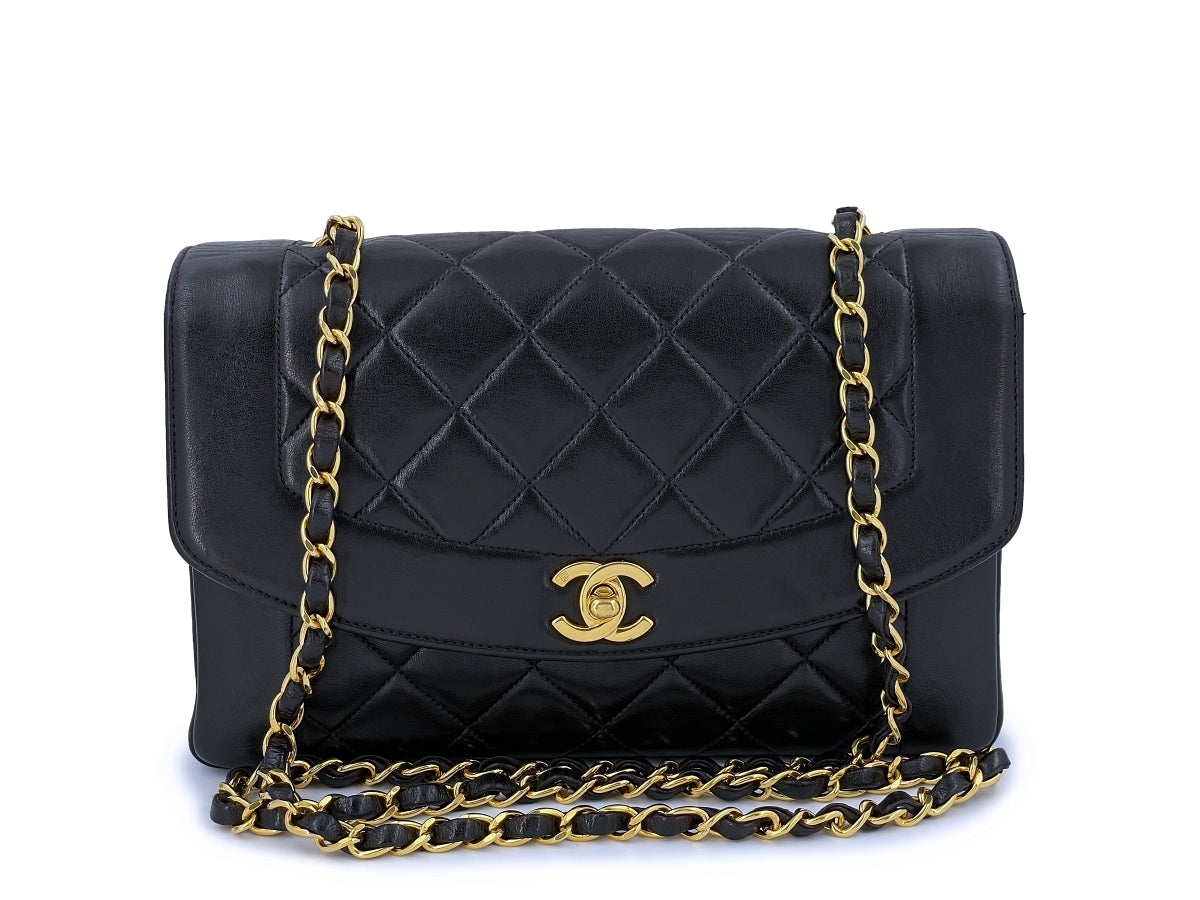 Vintage Chanel Medium Diana Flap Bag White Caviar Gold Hardware