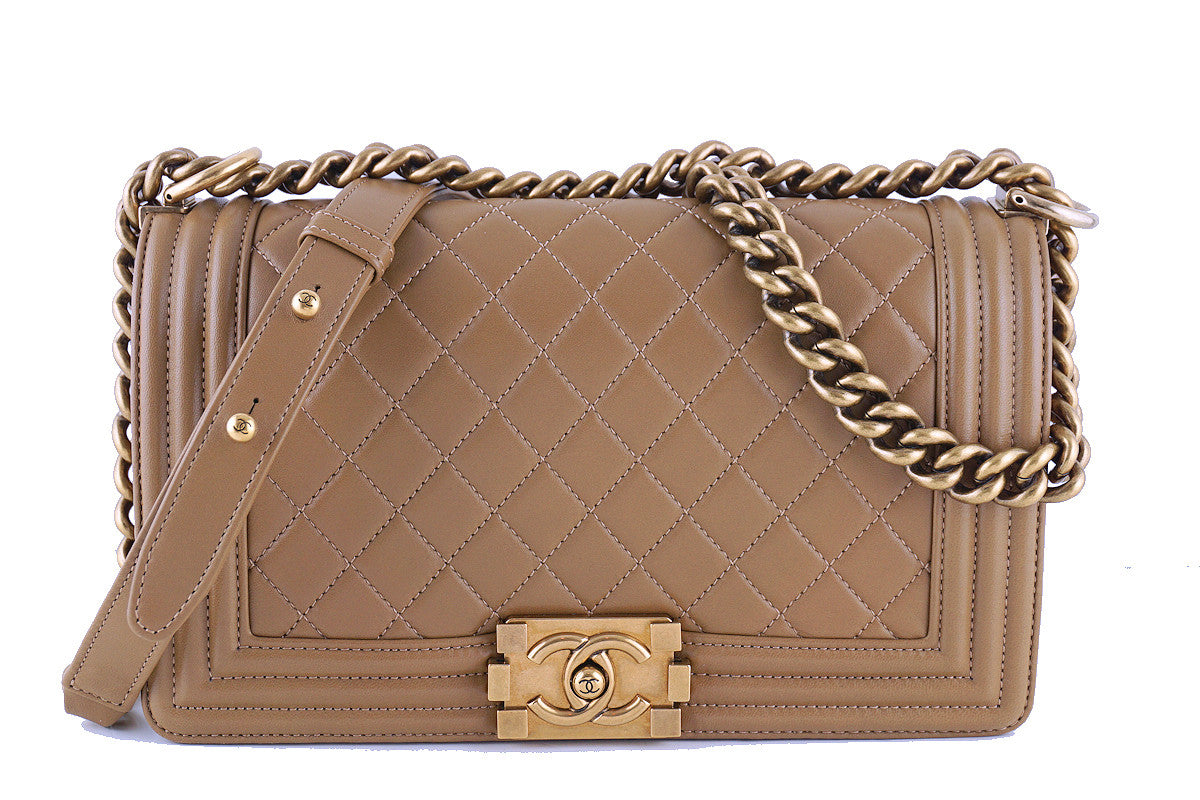 Chanel Caramel Beige Le Boy Classic Flap, Medium Lambskin Bag ...