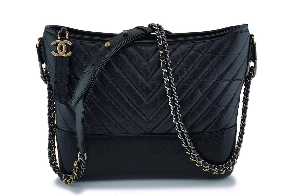 Chanel Gabrielle Medium Hobo Bag in Black Distressed Calfskin