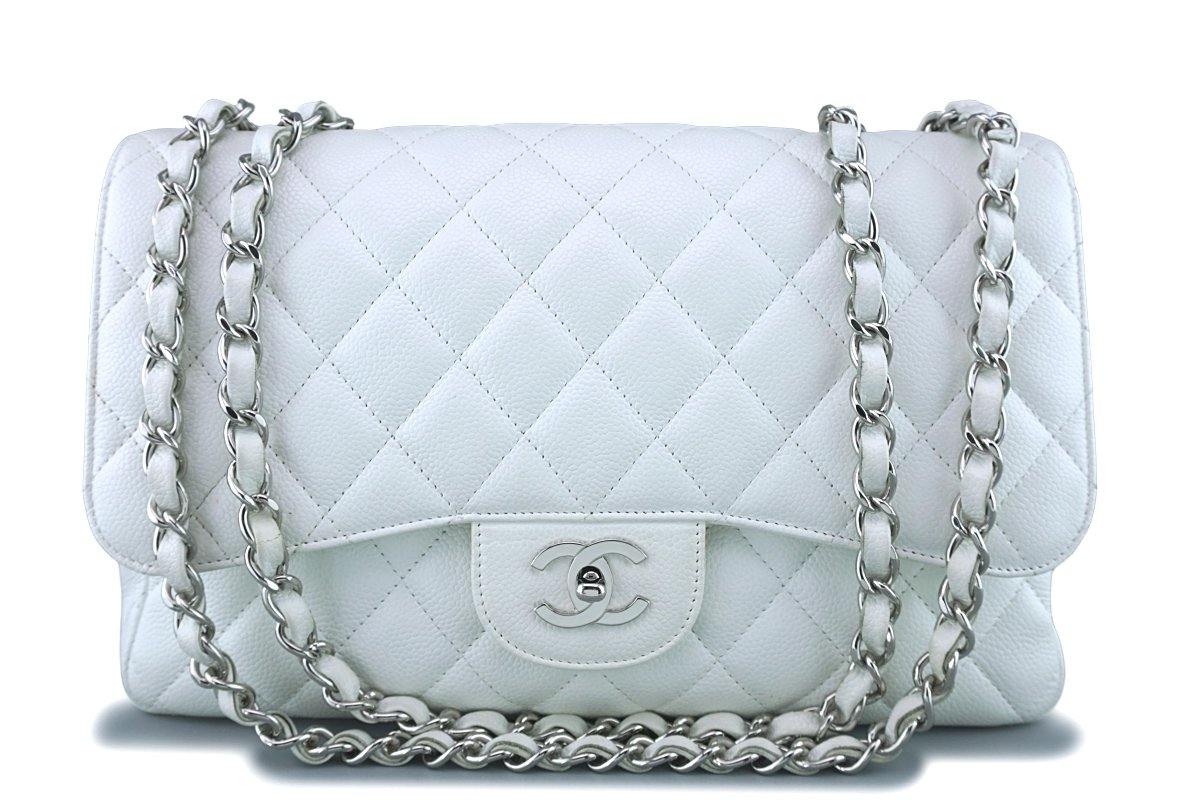 Chanel Green Striated Quilted Patent Leather Classic Medium Double