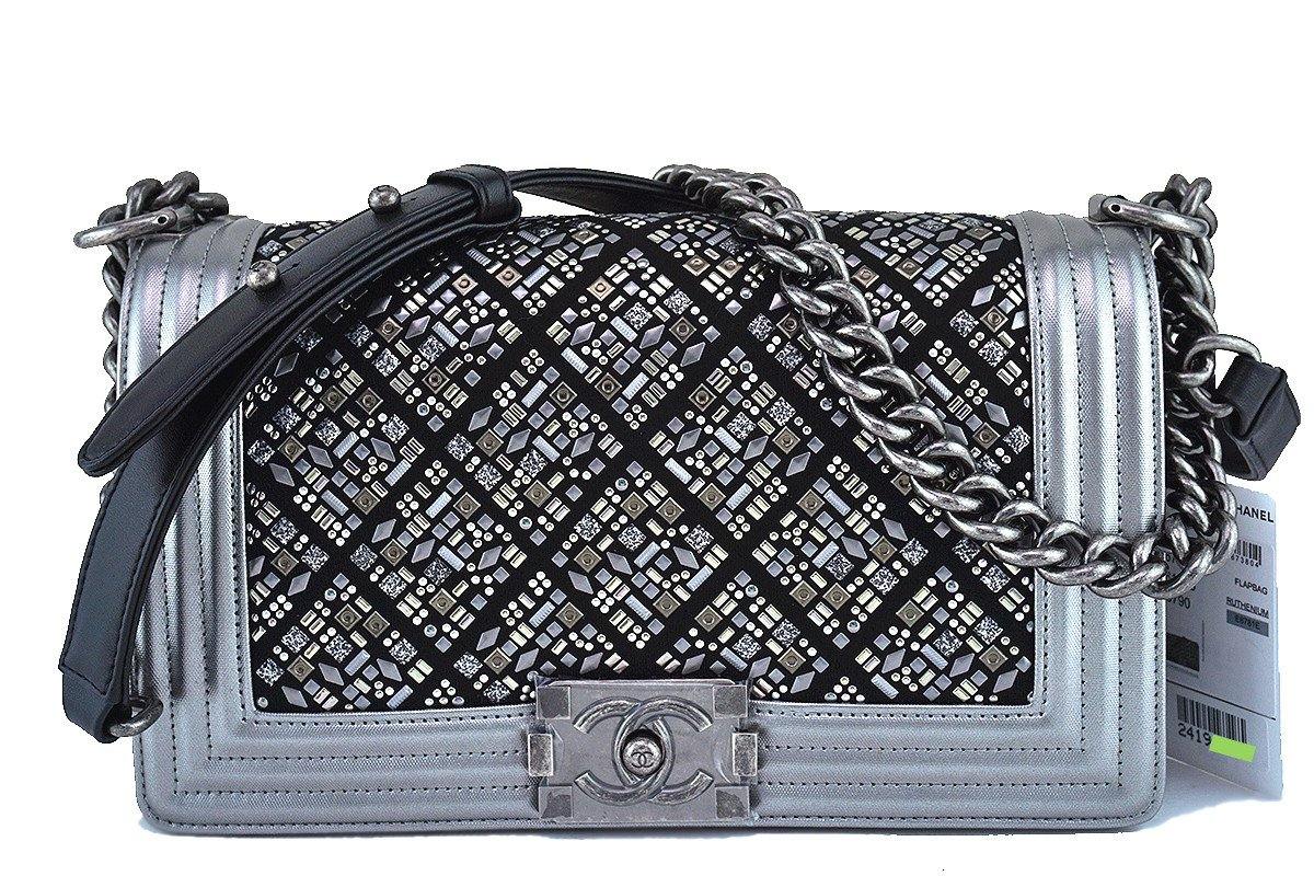 Chanel Small Boy Embellished Chain Lambskin Handbag