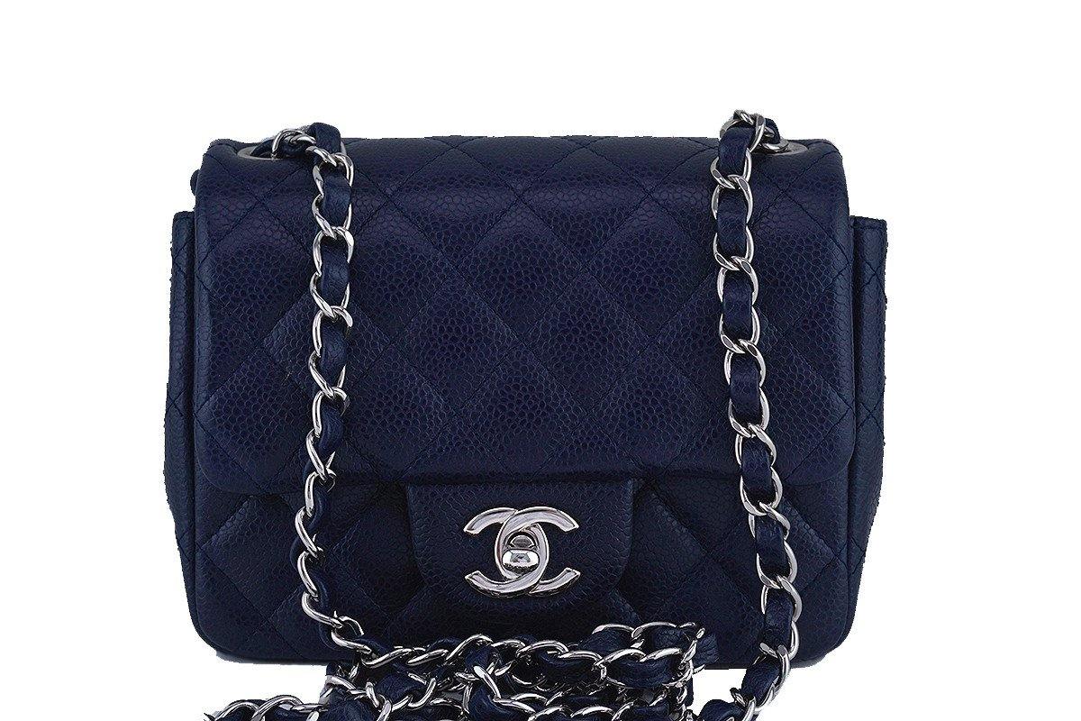 chanel flap bag navy blue