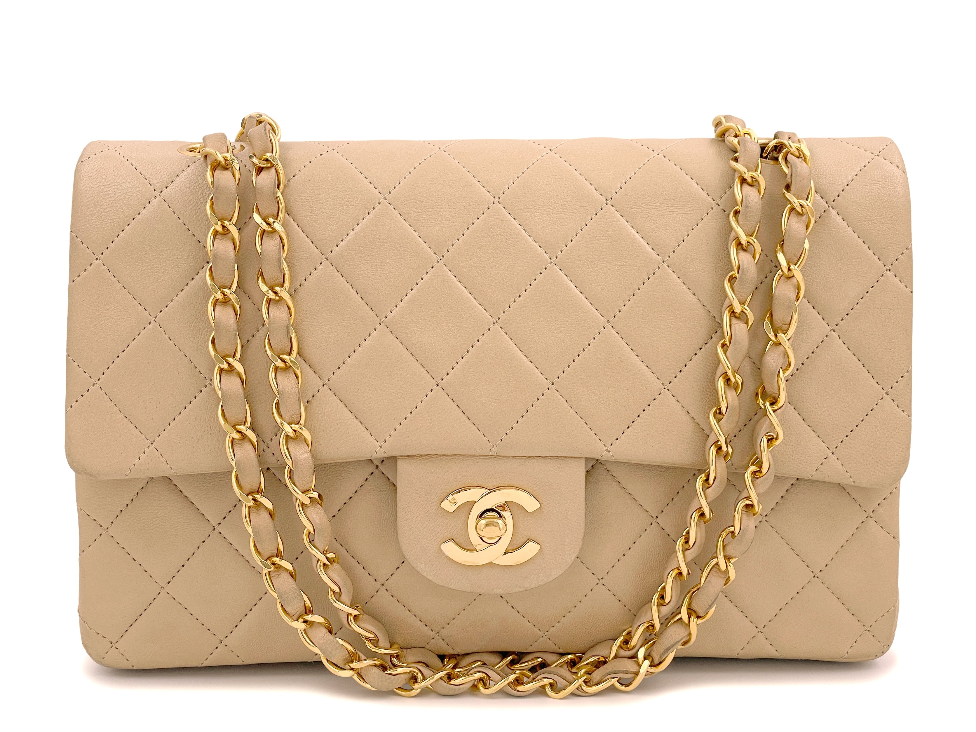 Chanel 1996 Vintage Beige Medium Classic Double Flap Bag 24k GHW ...