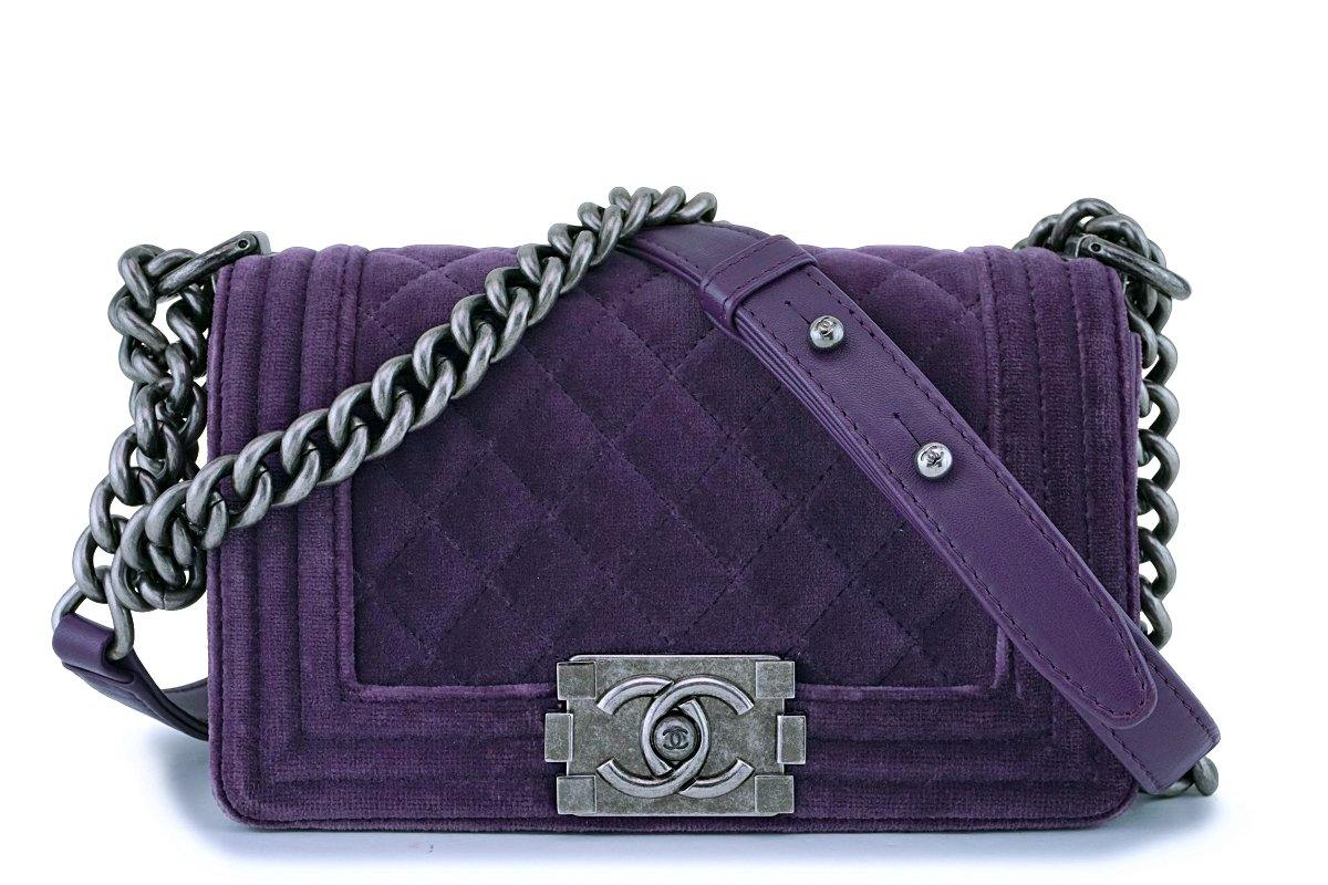 CHANEL, Bags, Chanel Boy Flap Bag Quilted Velvet Small